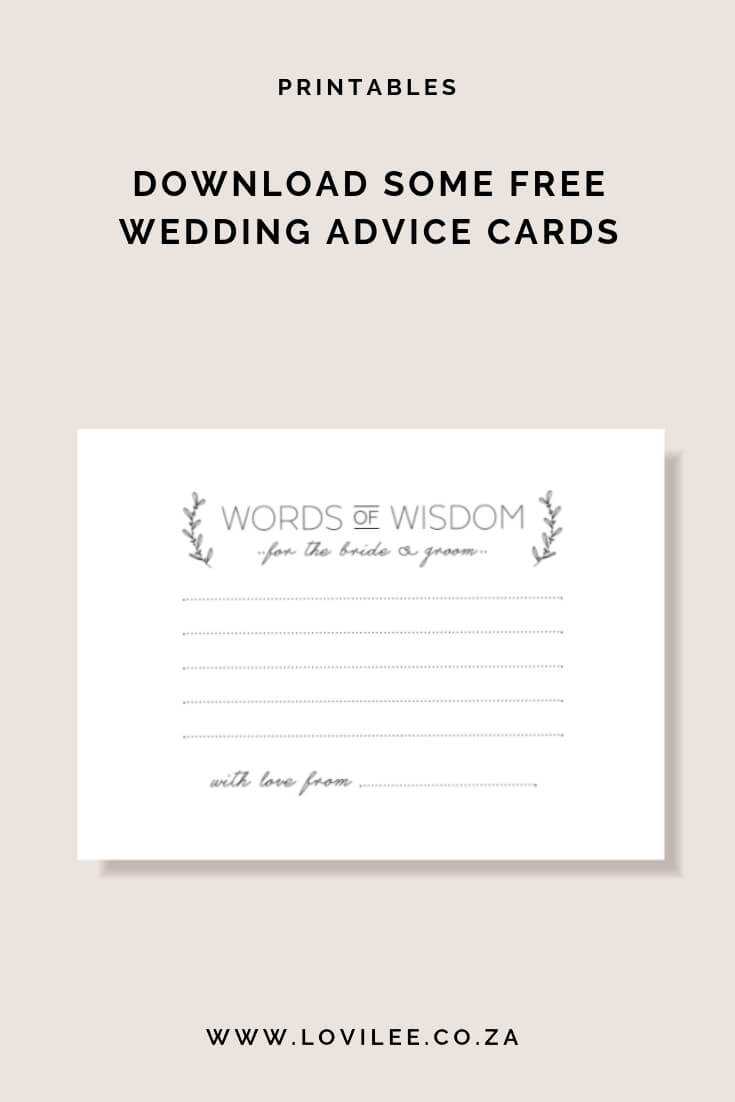 Download Your Free Wedding Advice Cards Printable | Lovilee For Marriage Advice Cards Templates