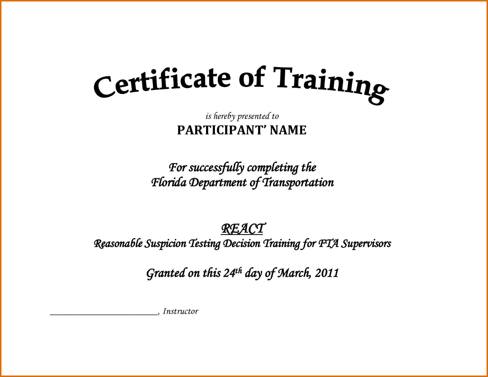 Downloadable Certificate Of Training Completion Template Within Template For Training Certificate