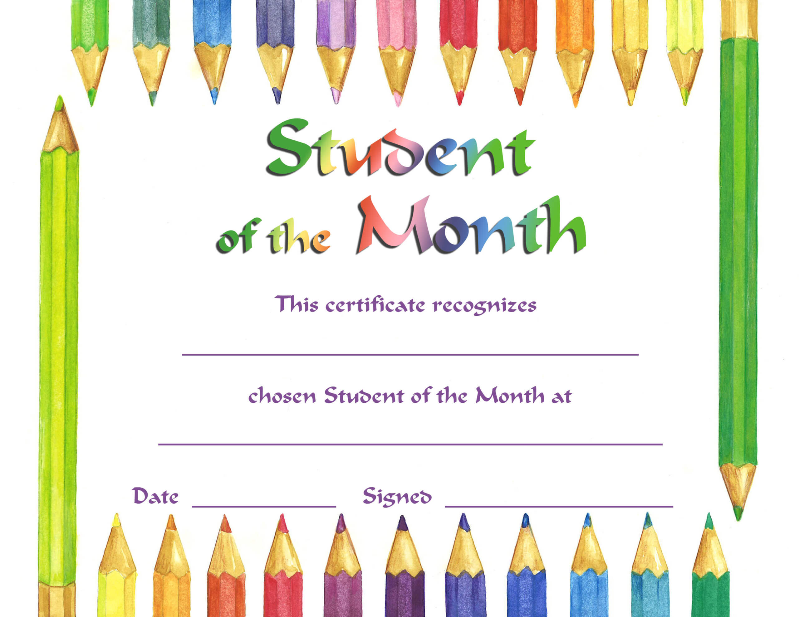 Downloadable Student Of The Month Pertaining To Free Printable Student Of The Month Certificate Templates