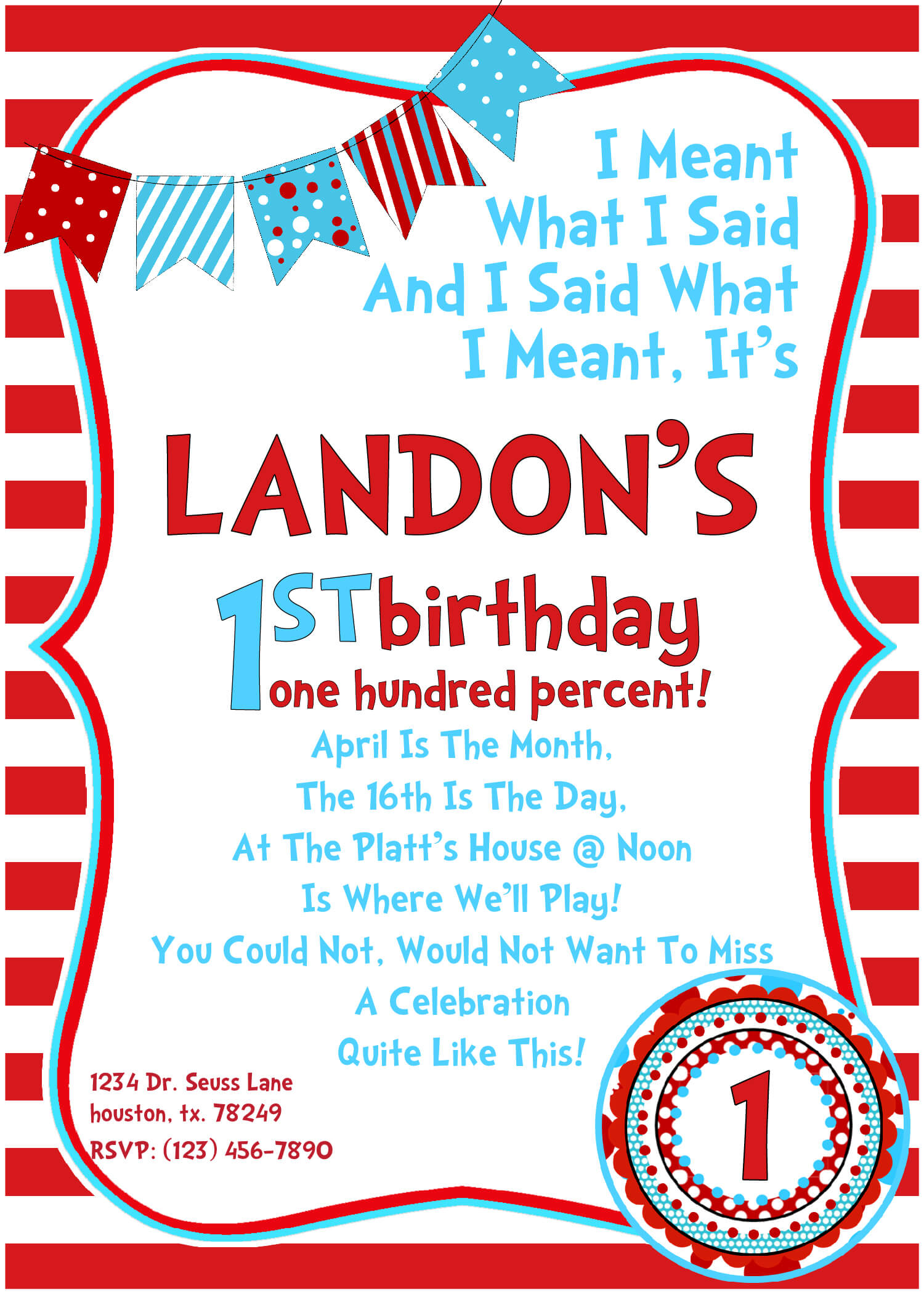 Dr Seuss Birthday Invitations Wording | Drevio Intended For Dr Seuss Birthday Card Template