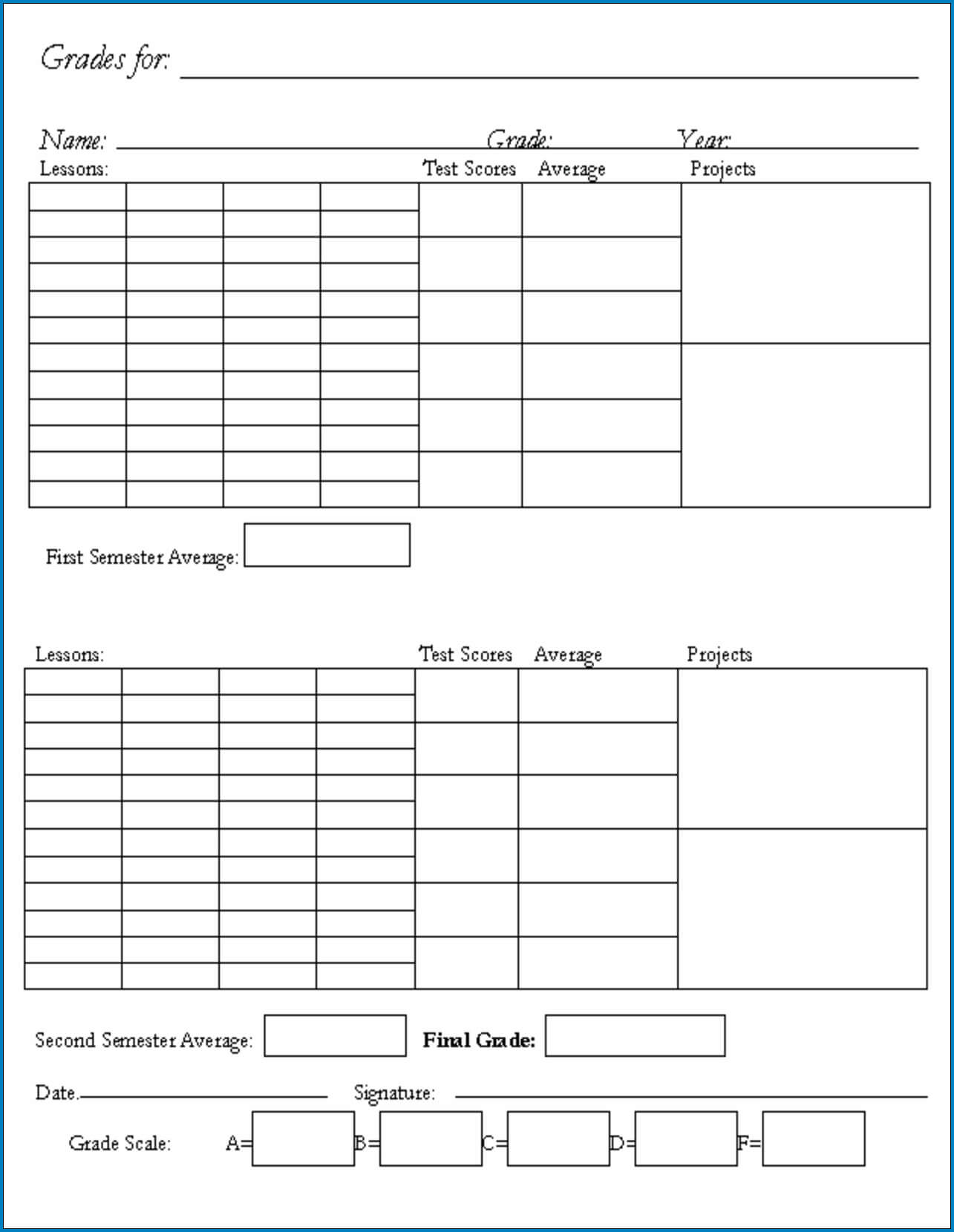 √ Free Printable Homeschool Report Card Template | Templateral In Homeschool Middle School Report Card Template