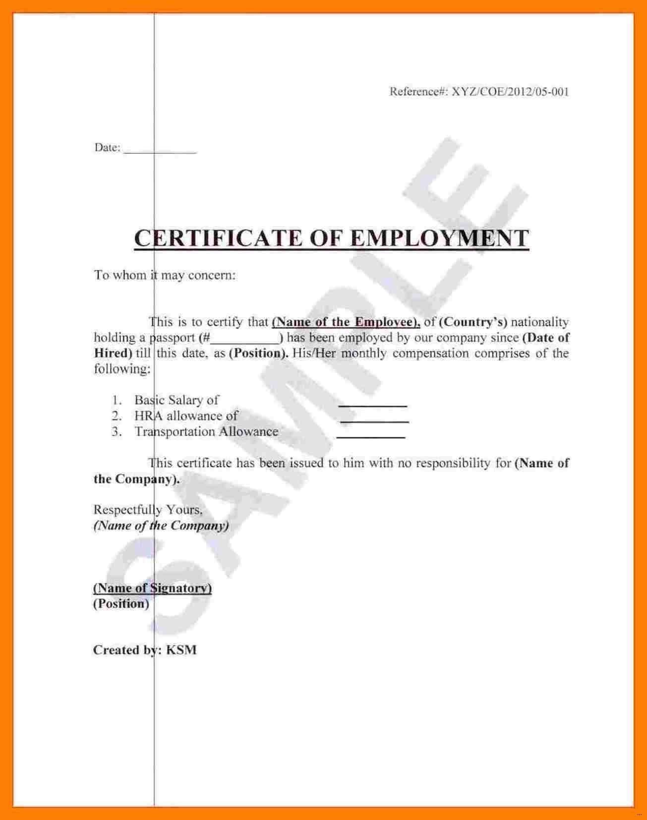 ❤️ Free Printable Certificate Of Employment Form Sample Inside Certificate Of Employment Template