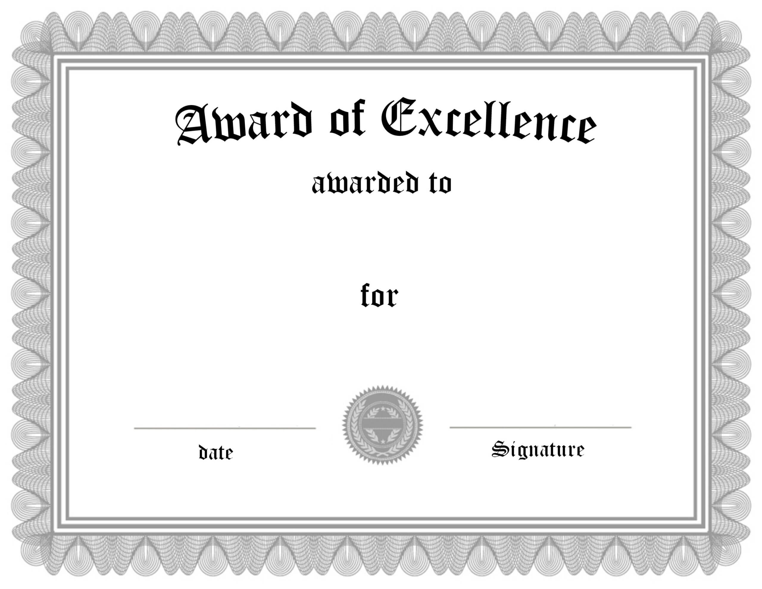 ❤️ Free Sample Certificate Of Excellence Templates❤️ For Award Of Excellence Certificate Template