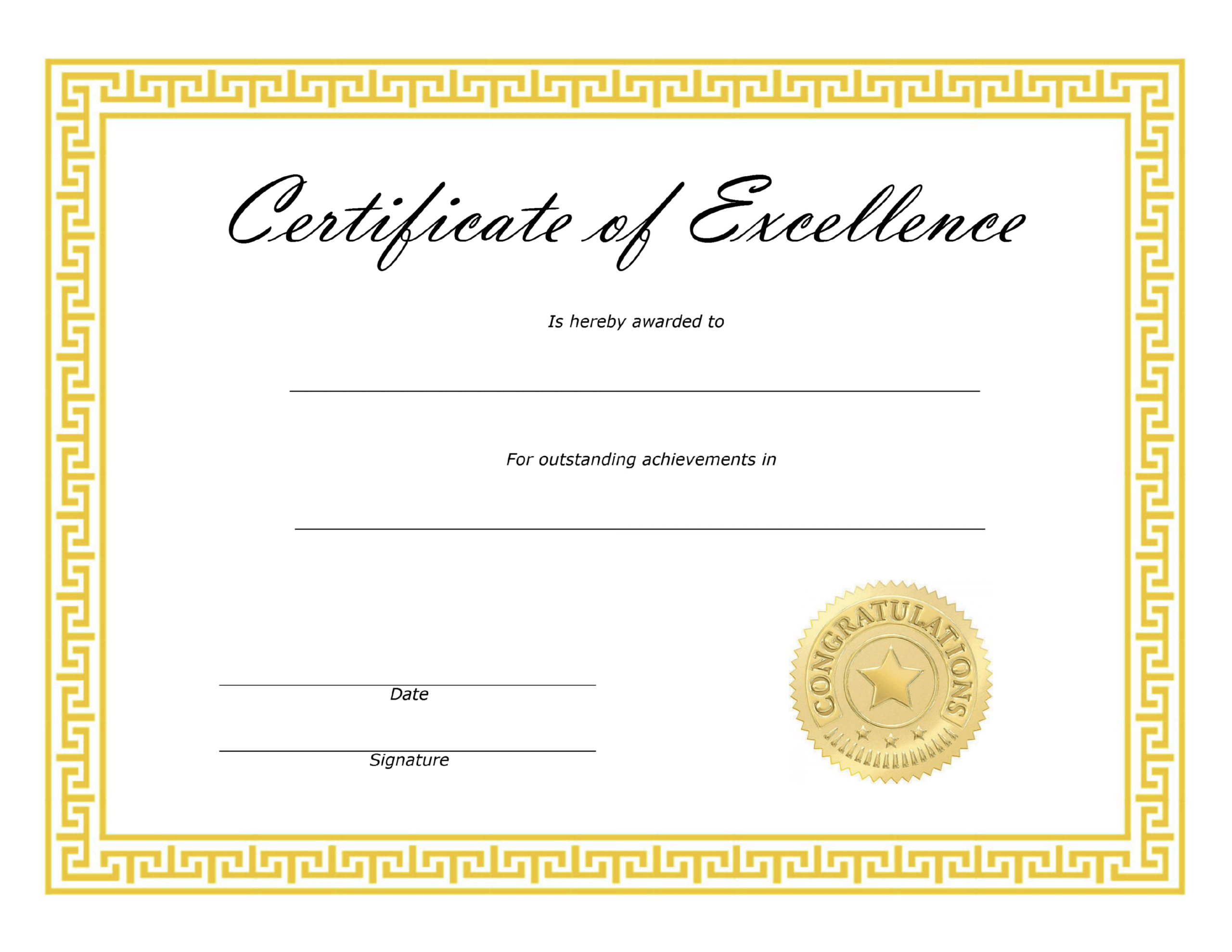 ❤️ Free Sample Certificate Of Excellence Templates❤️ Regarding Certificate Of Excellence Template Free Download
