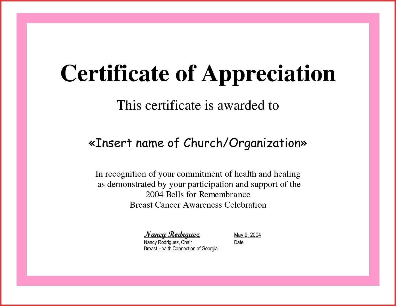 ❤️ Sample Certificate Of Appreciation Form Template❤️ Intended For Volunteer Certificate Template