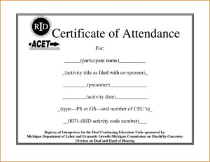 ❤️free Printable Certificate Of Attendance Sample Template in Attendance Certificate Template Word