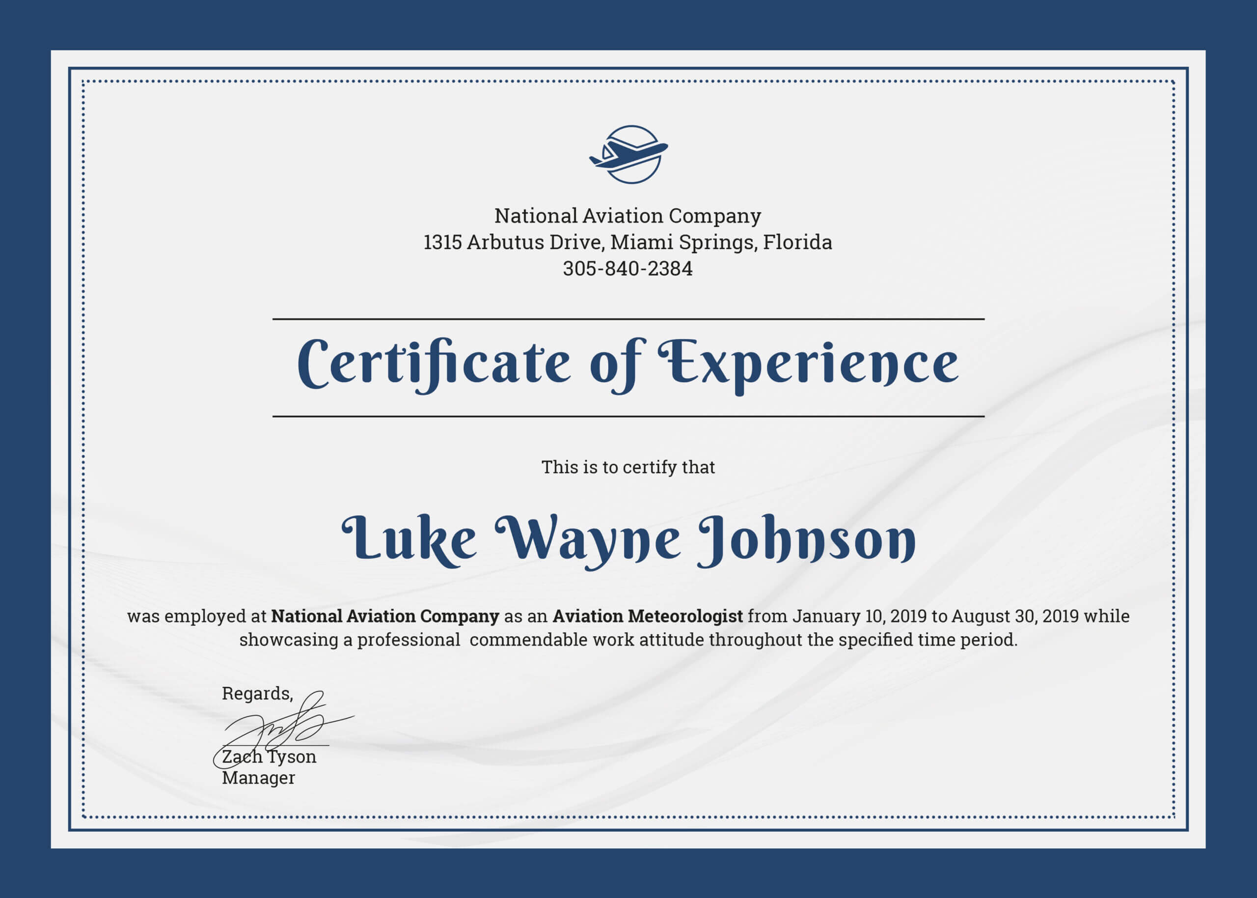 ❤️free Printable Certificate Of Experience Sample Template❤️ Intended For Template Of Experience Certificate