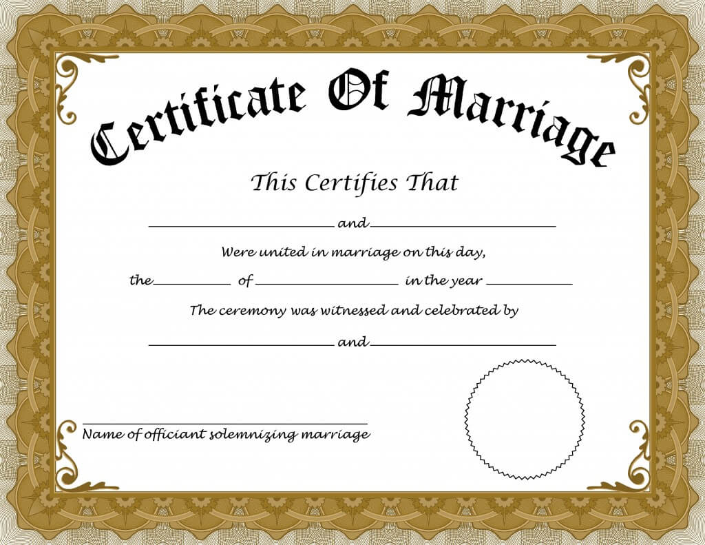 ❤️free Printable Certificate Of Marriage Templates❤️ Pertaining To Certificate Of Marriage Template