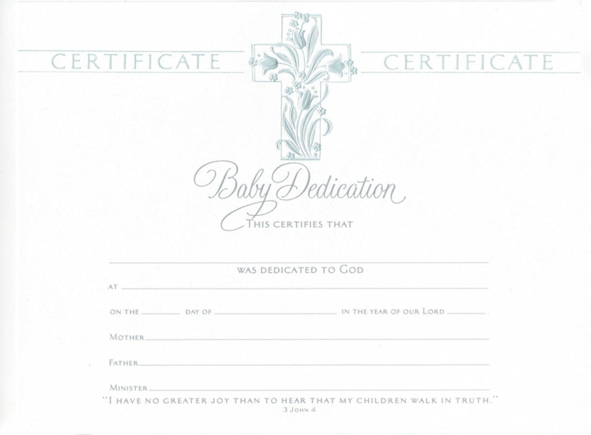 Baby Dedication Certificate Template - Sample Professional Templates