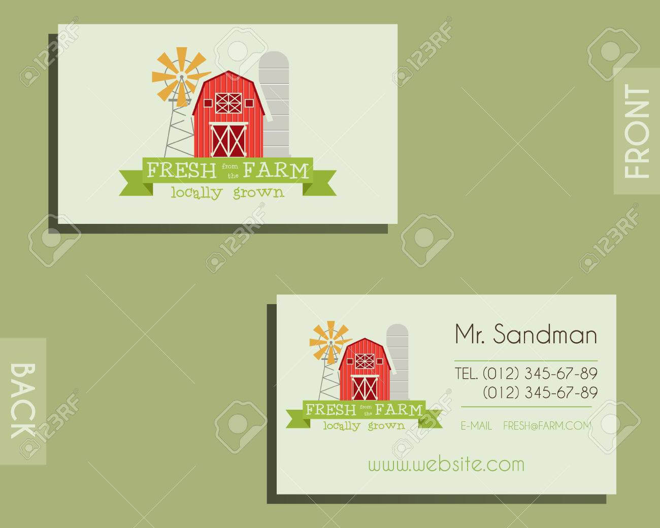 Eco, Organic Visiting Card Template. For Natural Shop, Farm Products And  Other Bio, Organic Business. Ecology Theme. Eco Design. Vector Illustration For Bio Card Template