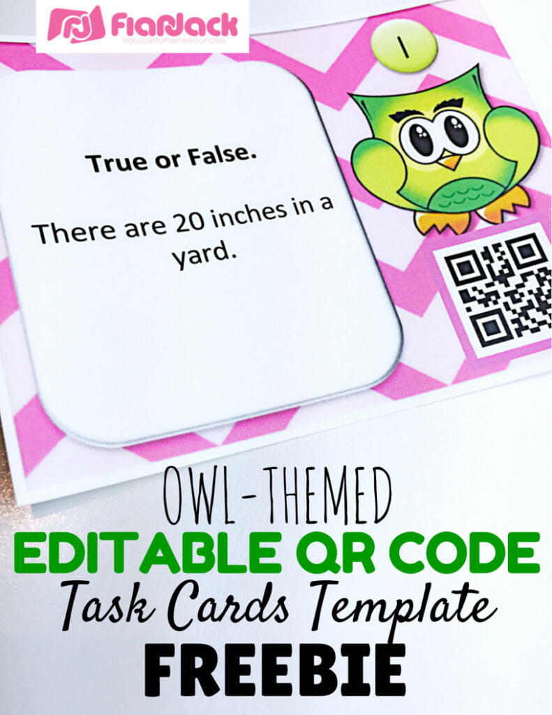 Editable Owl Qr Code Task Cards Template Freebie – Classroom In Task Cards Template