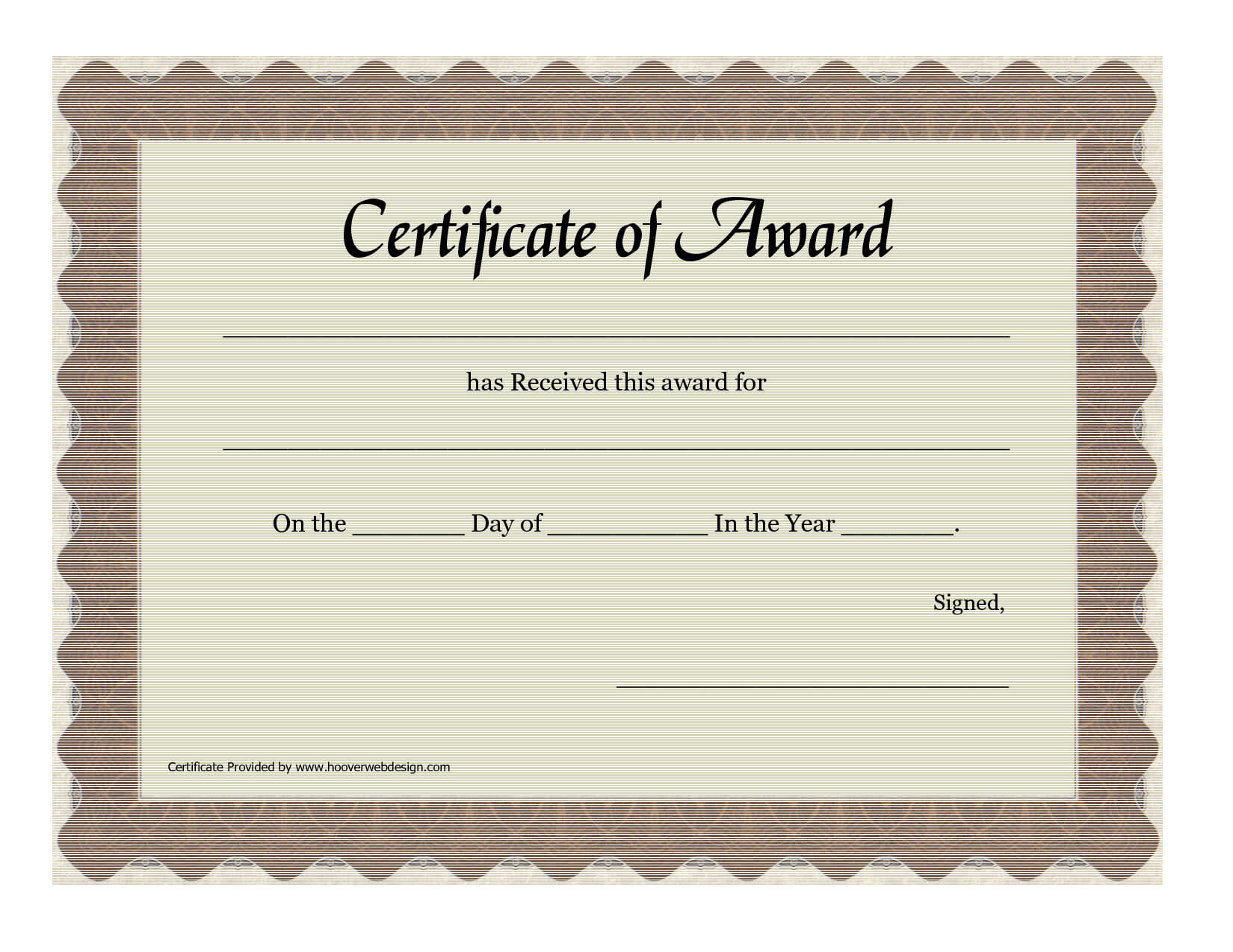 Effective Certificate Of Award Template With Brown Color With Winner Certificate Template
