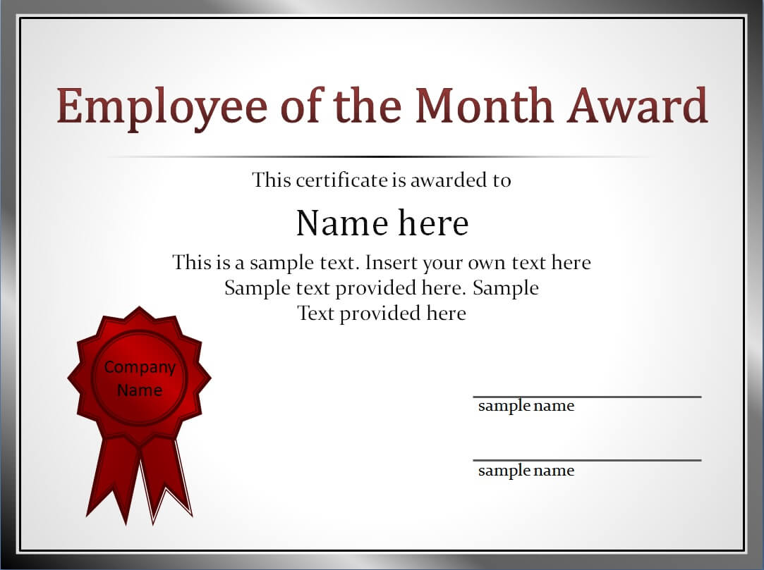 Effective Employee Award Certificate Template With Red Color For Employee Of The Year Certificate Template Free