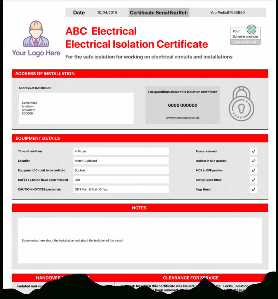 Electrical Isolation Certificate | Send Unlimited With Electrical Isolation Certificate Template