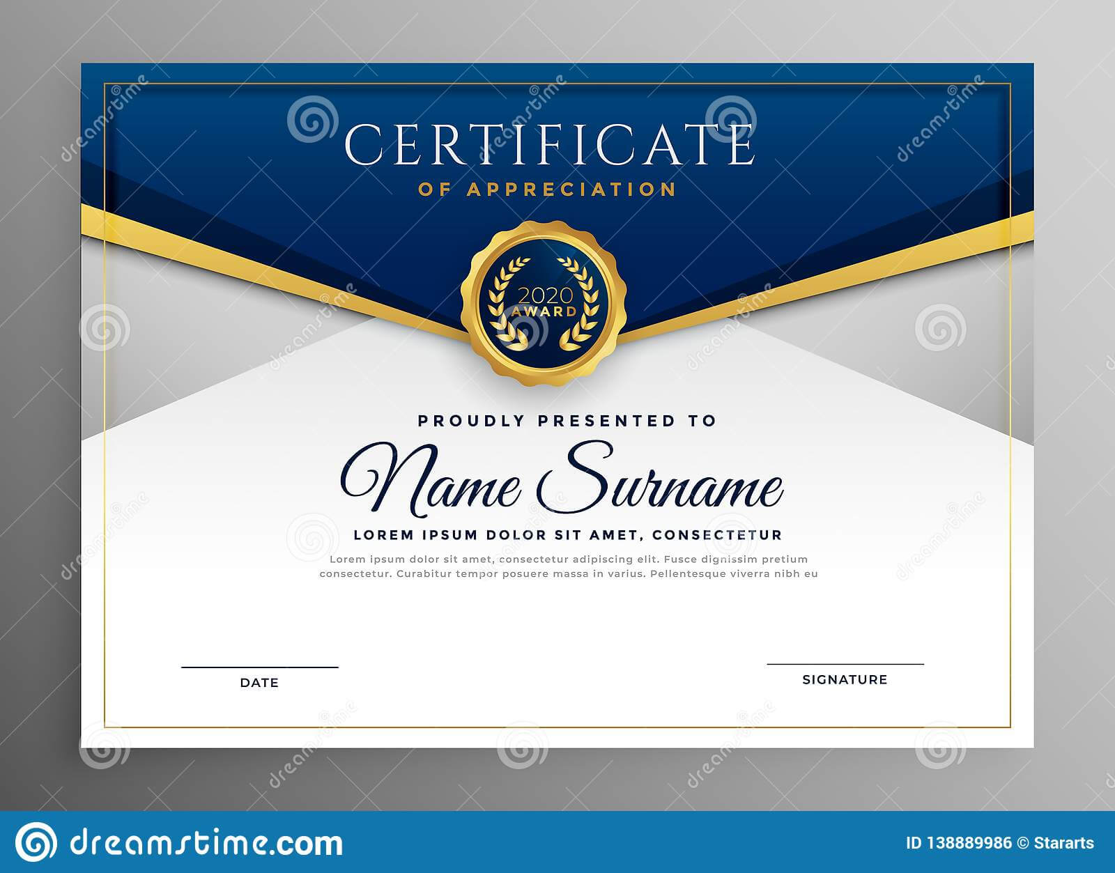 Elegant Blue And Gold Diploma Certificate Template Stock In Elegant Certificate Templates Free