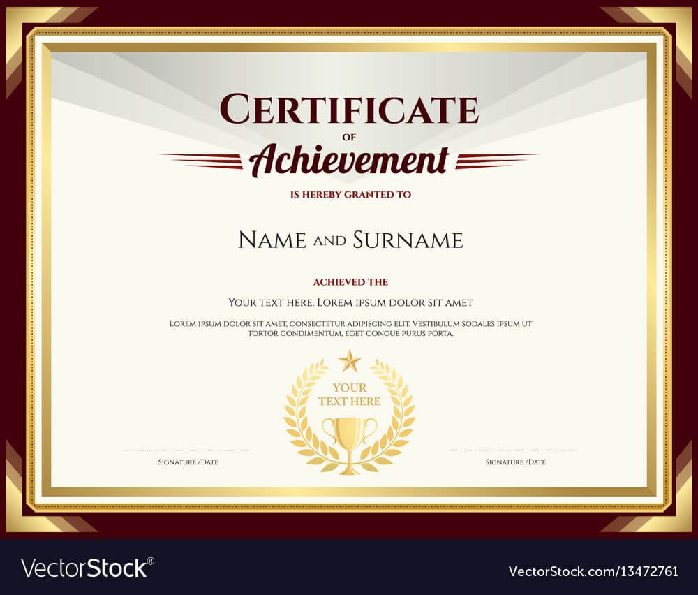 Elegant Certificate Of Achievement Template Within Certificate Of Accomplishment Template Free