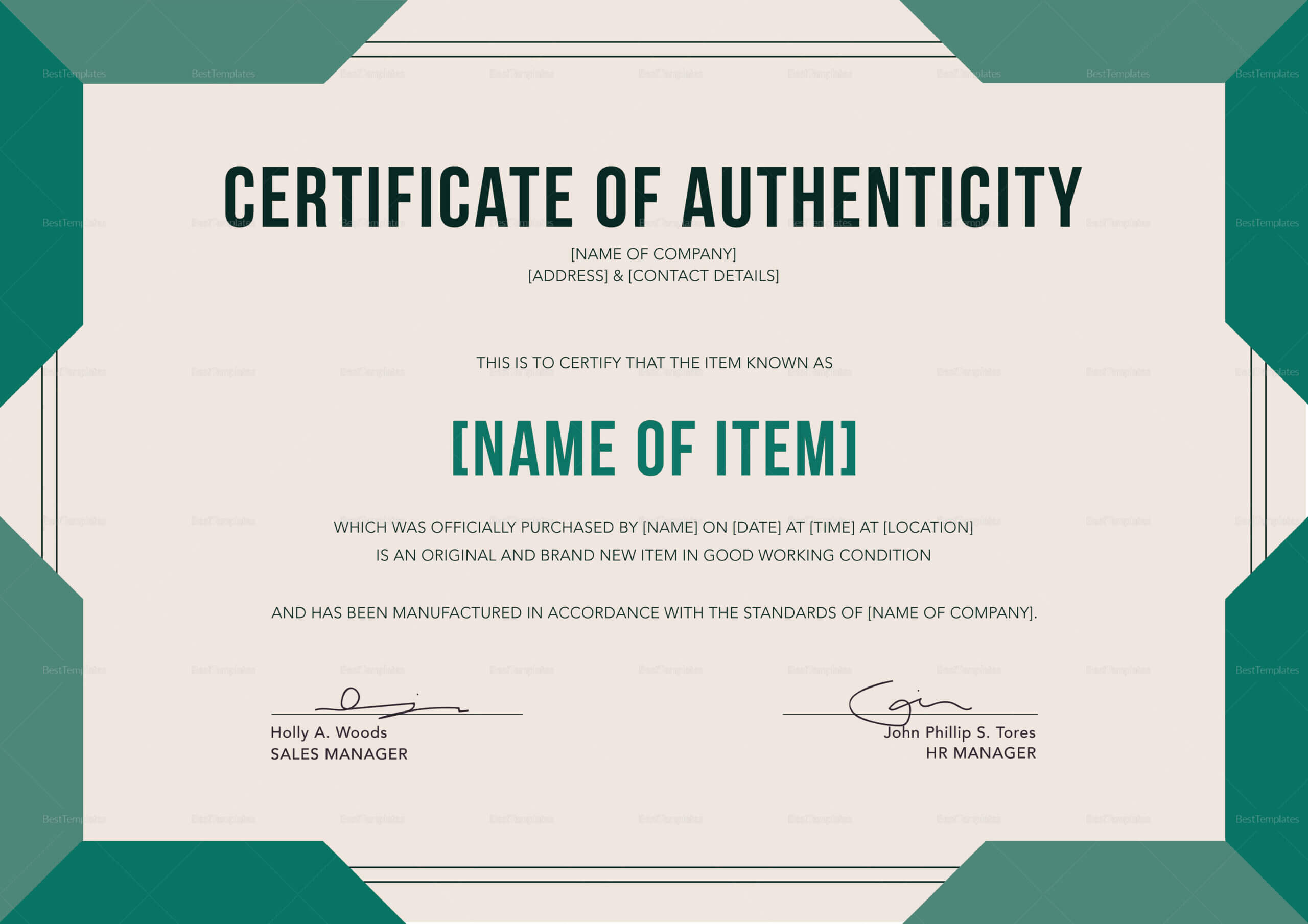 Elegant Certificate Of Authenticity Template Intended For Certificate Of Authenticity Template