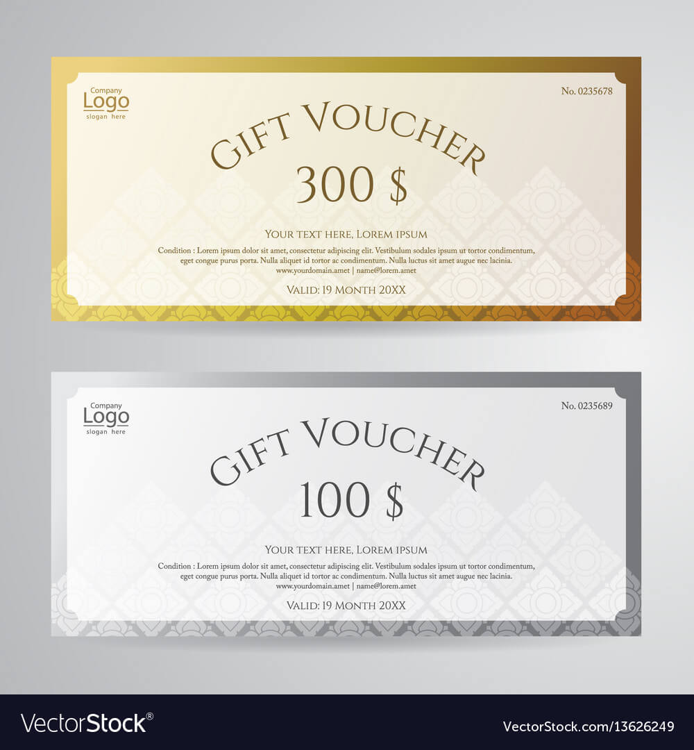 Elegant Gift Voucher Or Gift Card In Gold Silver With Elegant Gift Certificate Template