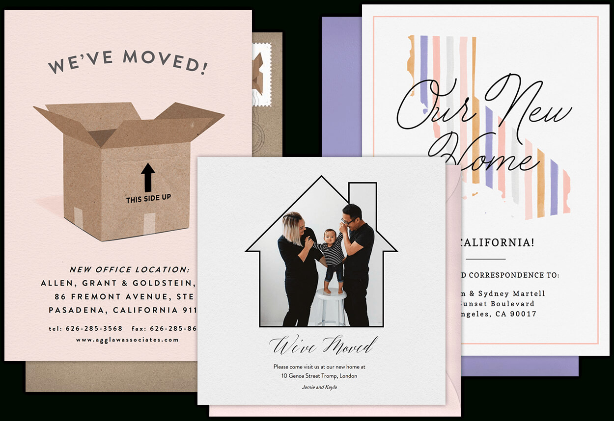 Email Online Moving Announcements That Wow! | Greenvelope Inside Moving Home Cards Template