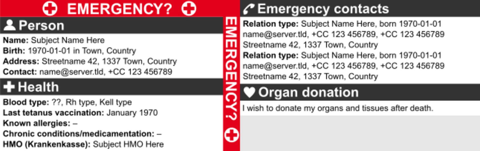 Emergency Card Template Pertaining To Organ Donor Card Template