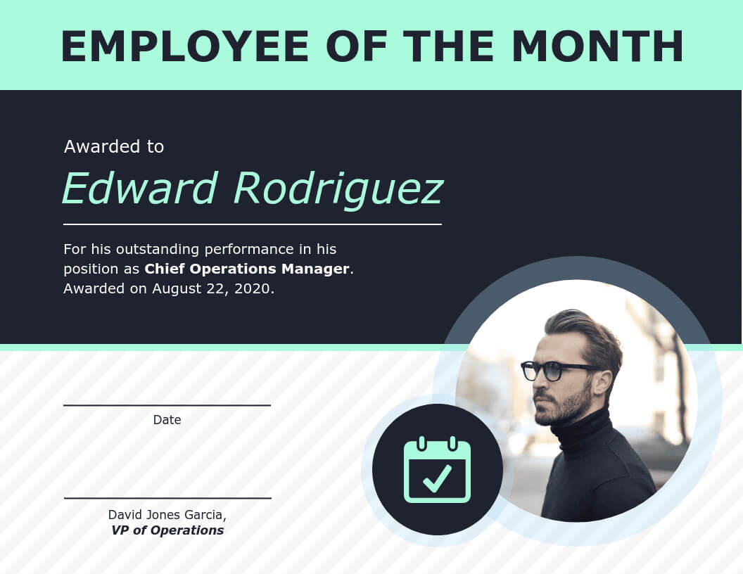 Employee Of The Month Certificate Of Recognition Template Within Employee Of The Month Certificate Templates