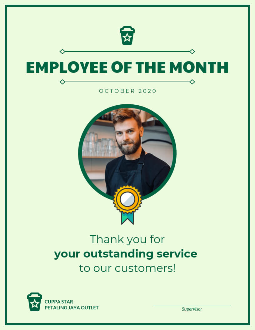 Employee Of The Month Certificate Template Inside Employee Certificate Of Service Template