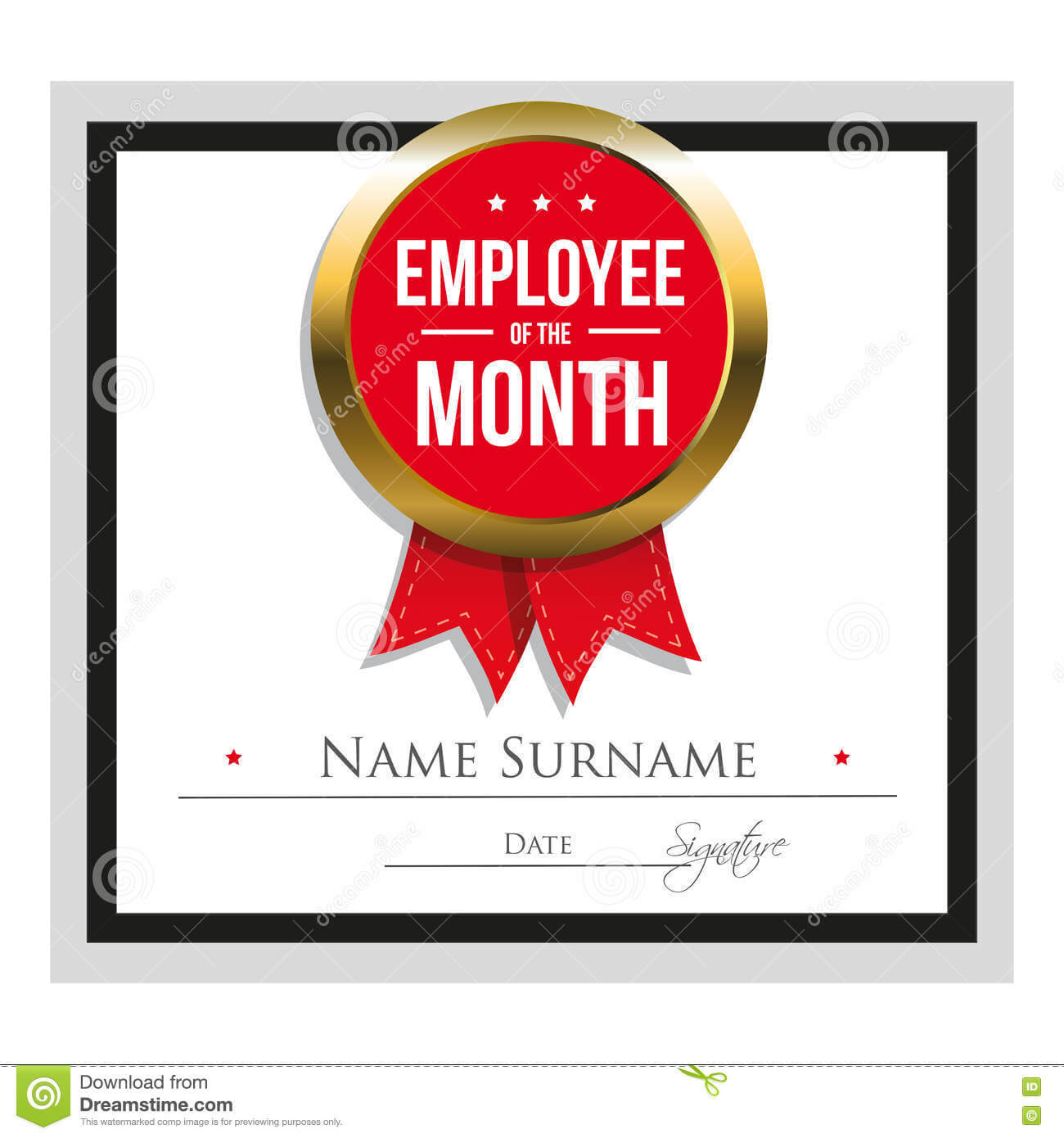 Employee Of The Month Certificate Template Stock Vector Intended For Employee Of The Month Certificate Template