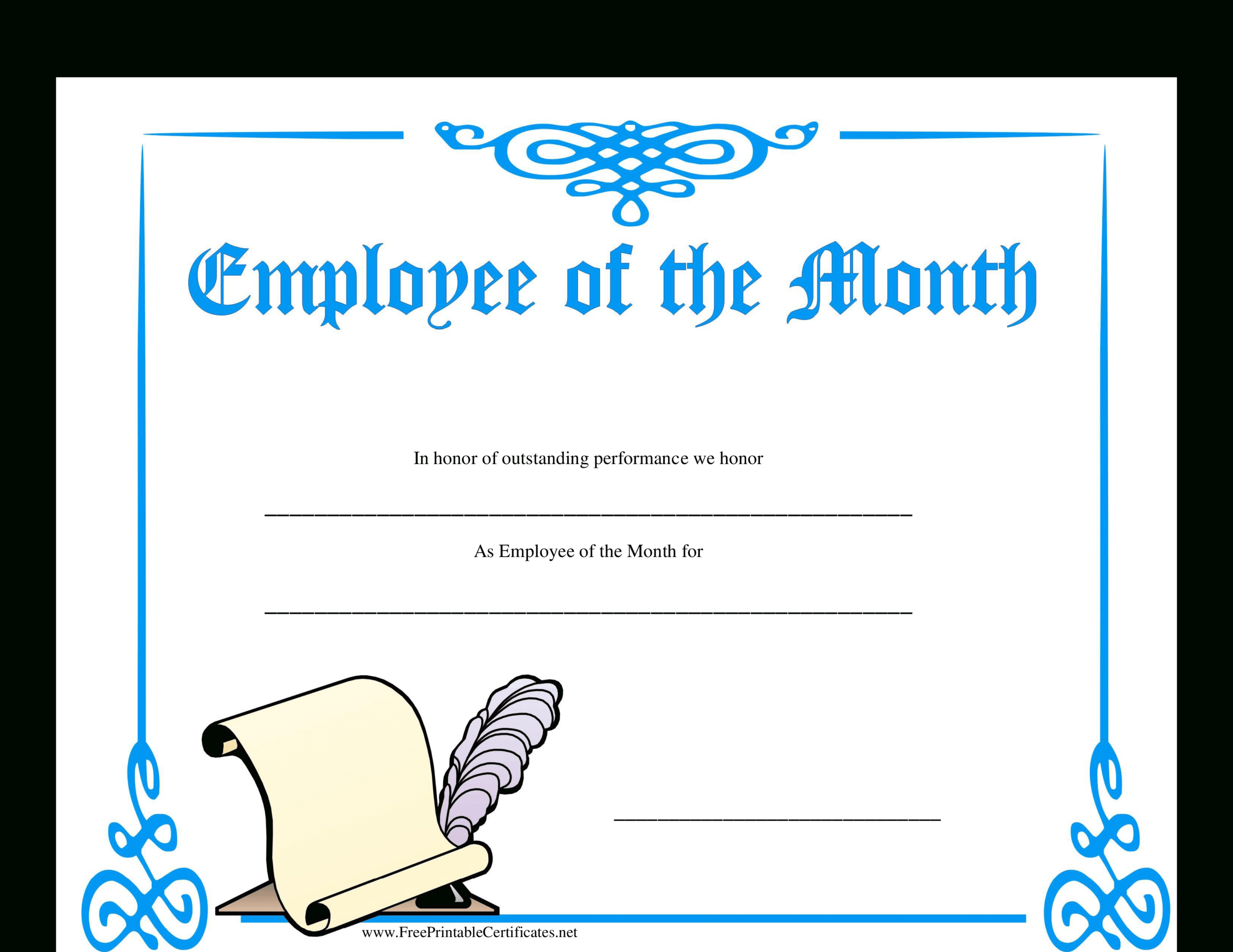 Employee Of The Month Certificate | Templates At For Employee Of The Month Certificate Template