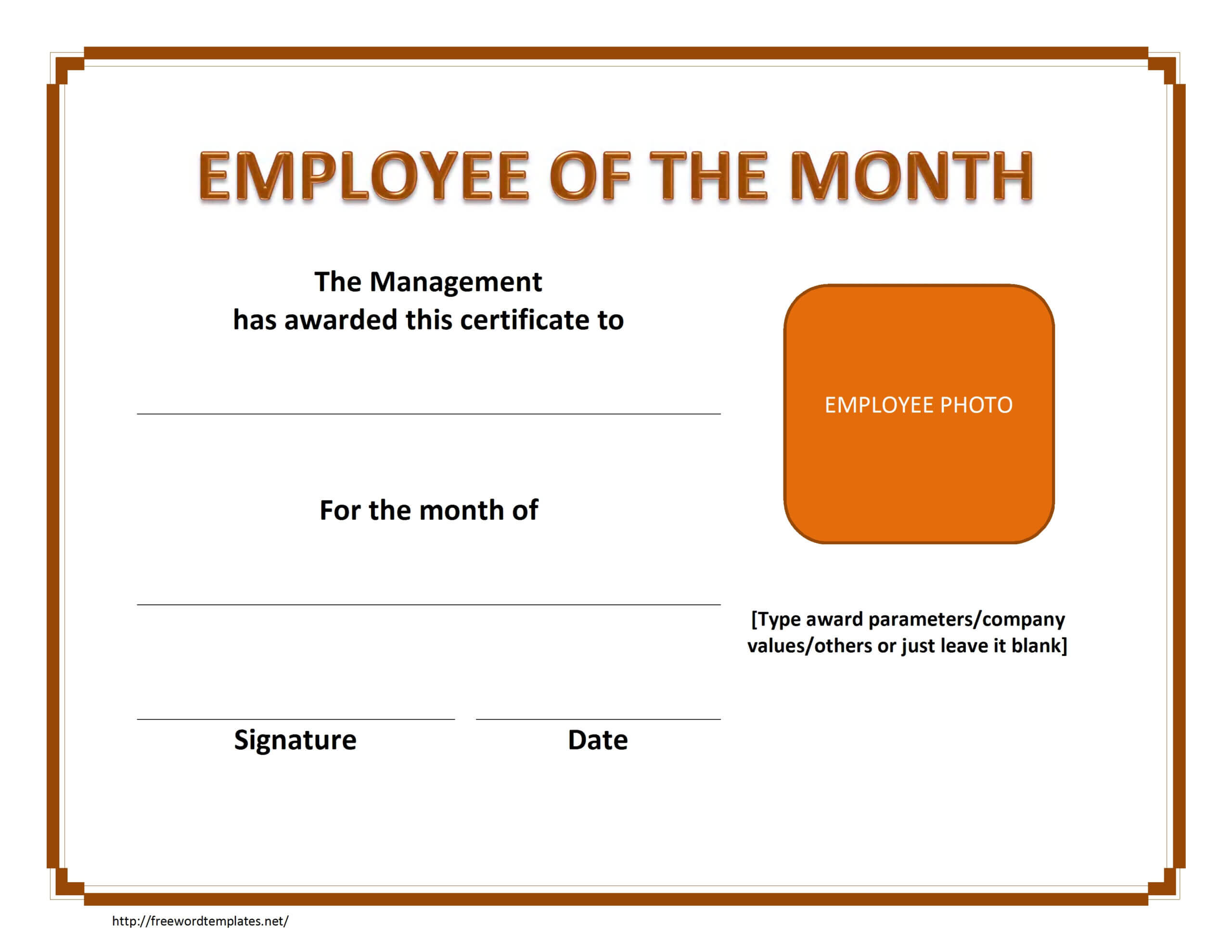 Employee Of The Month Template | E Commercewordpress Intended For Employee Of The Month Certificate Template
