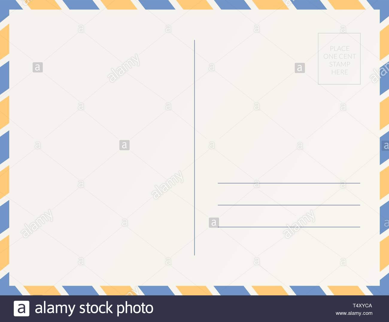 Empty Postcard Template. Design Of Blank Post Card Back For Post Cards Template
