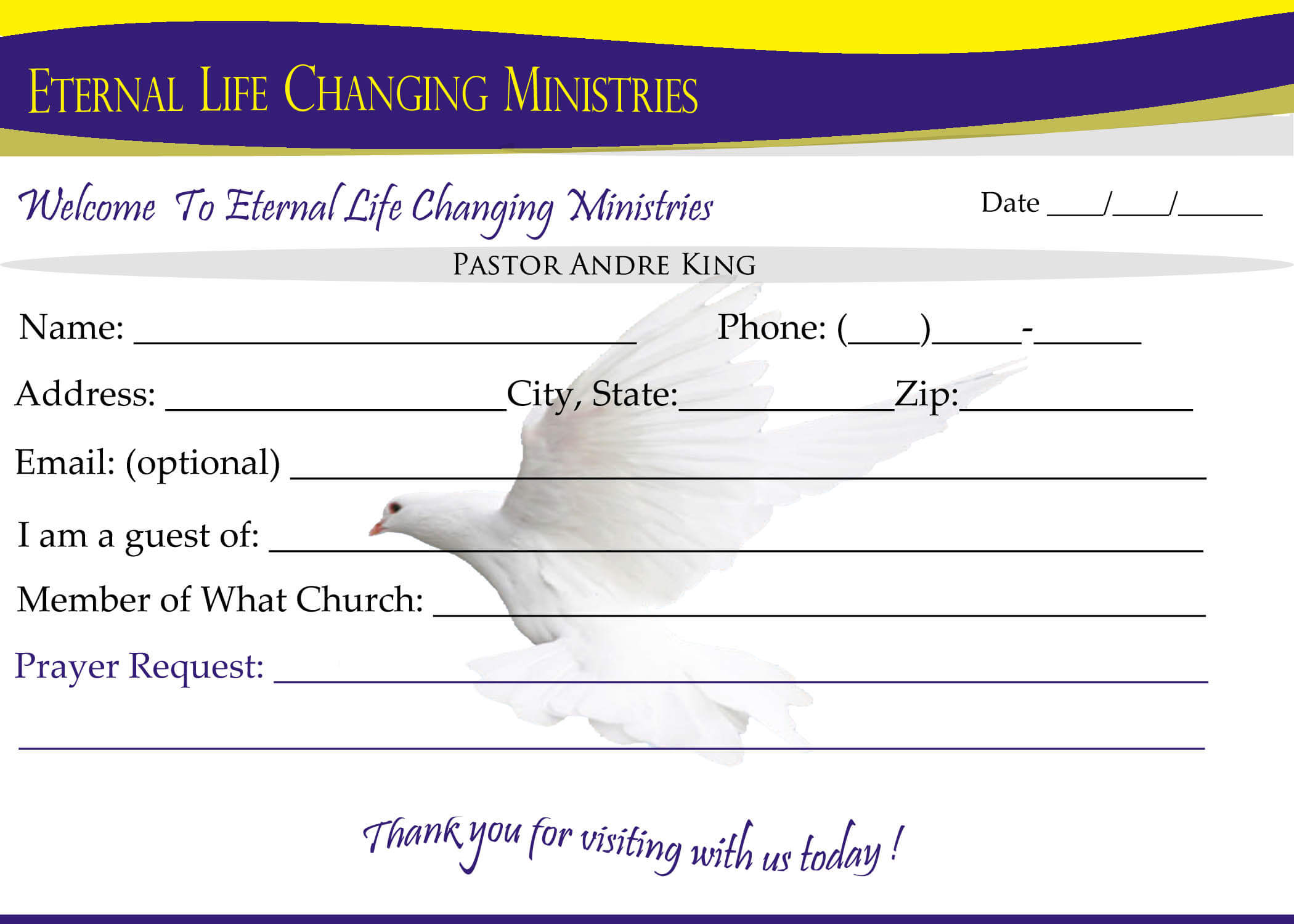 Eternal Life Visitor Card B | Creative Kingdom Designs With Regard To Church Visitor Card Template Word