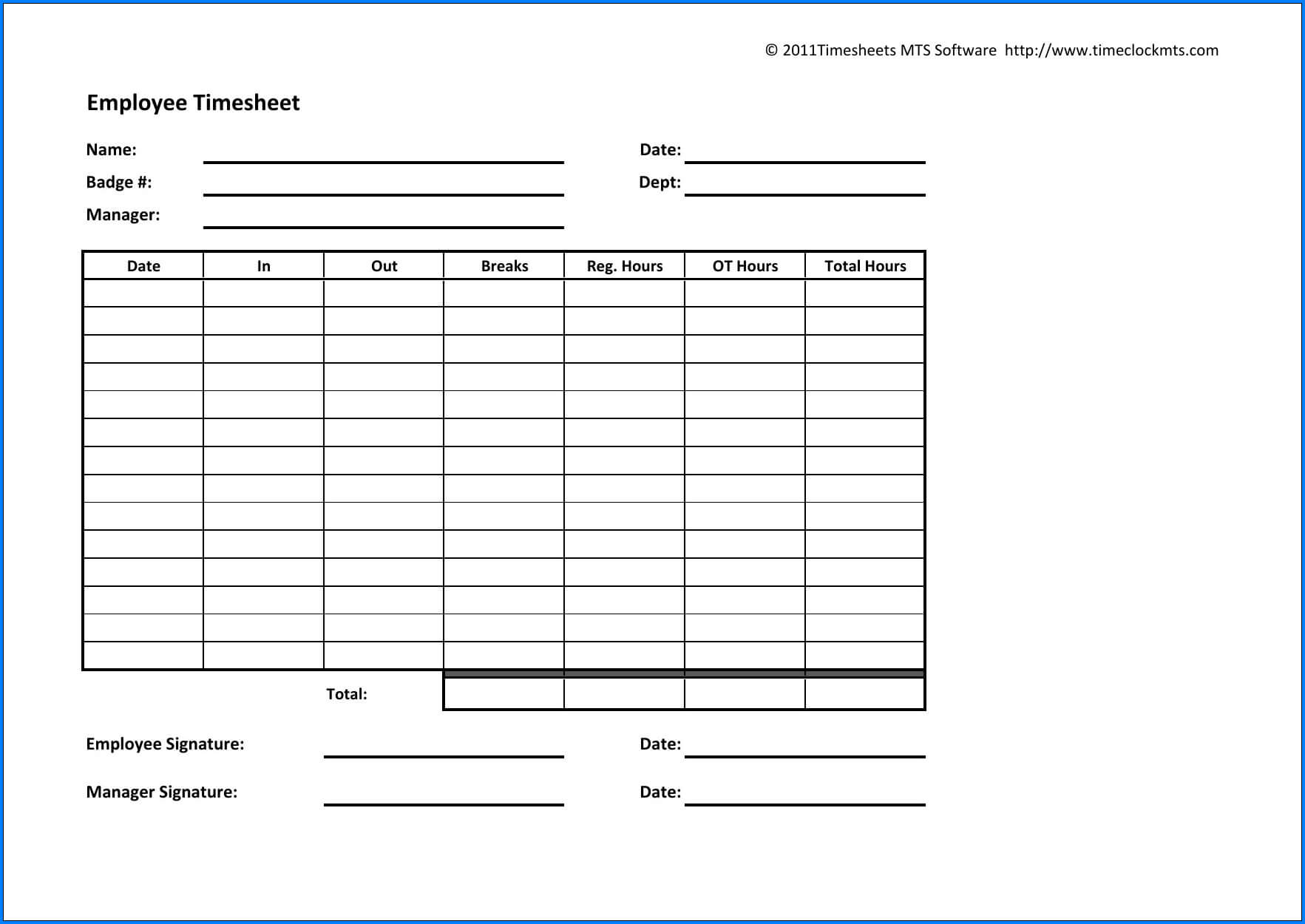 Example Of Employee Timesheet Template Spreadsheet Free In Weekly Time Card Template Free