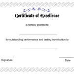 Excellent Certificate Of Excellence Template Designed Throughout Blank Award Certificate Templates Word