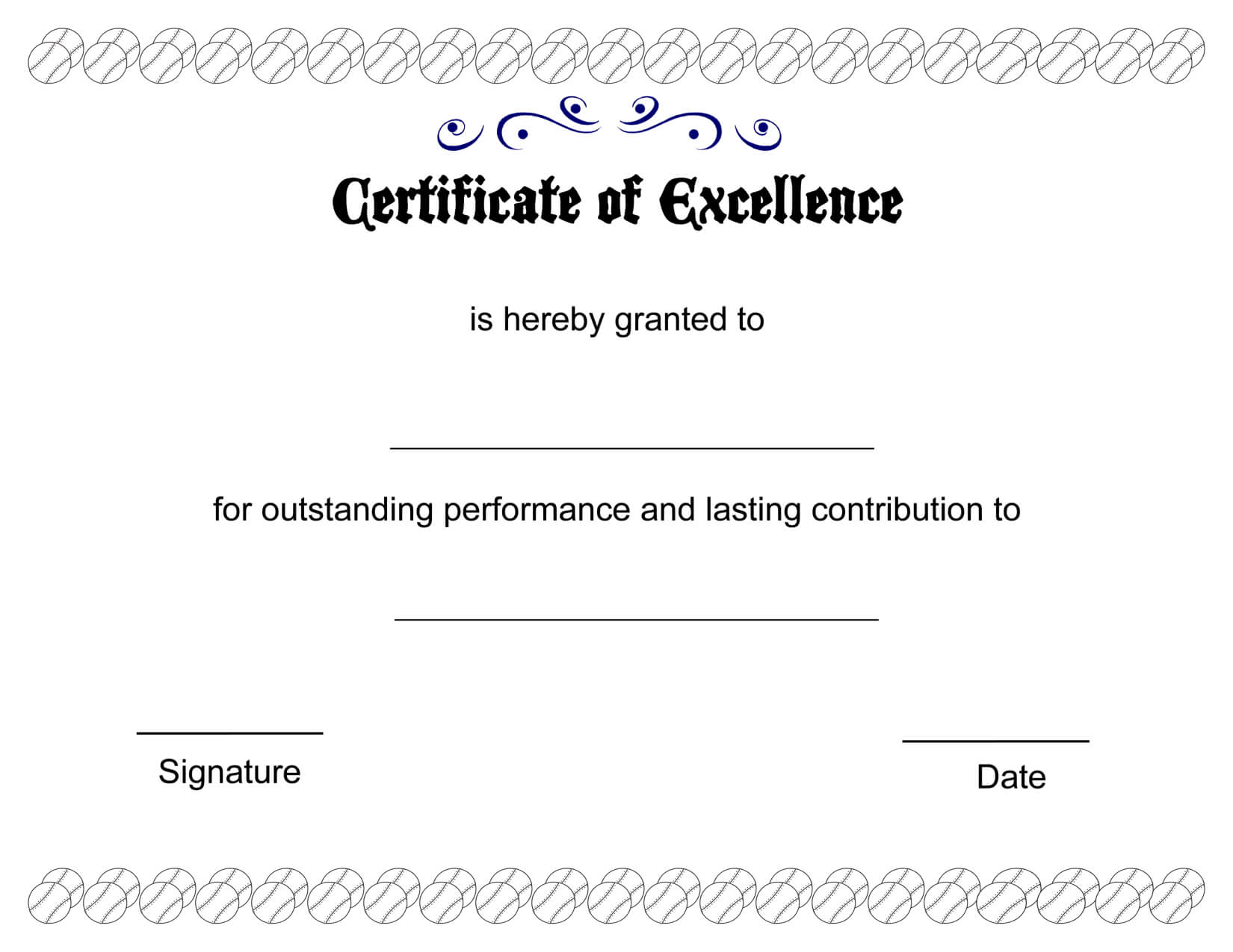 Excellent Certificate Of Excellence Template Designed Throughout Blank Award Certificate Templates Word