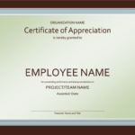 Excellent Employee Certificate Of Appreciation Template For Employee Recognition Certificates Templates Free