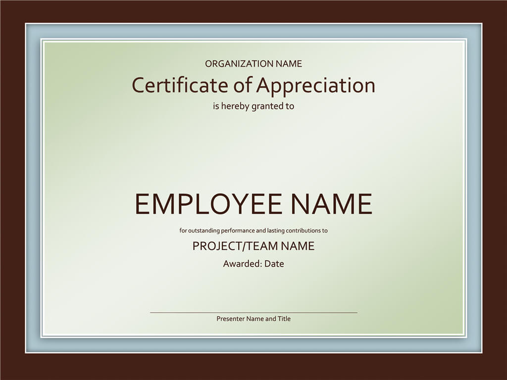 Excellent Employee Certificate Of Appreciation Template Pertaining To Good Job Certificate Template