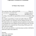 Experience Certificate For Accountant 01 | Best Letter Template With Regard To Template Of Experience Certificate