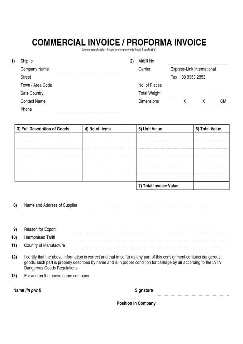 Export Invoice Template – Vmarques Regarding Chiropractic Travel Card Template
