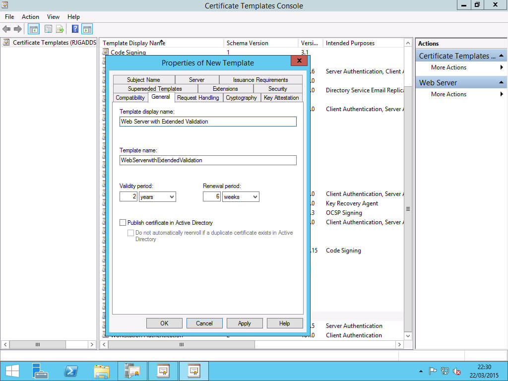 Extended Validation (Ev) With An Internal Certificate In Active Directory Certificate Templates