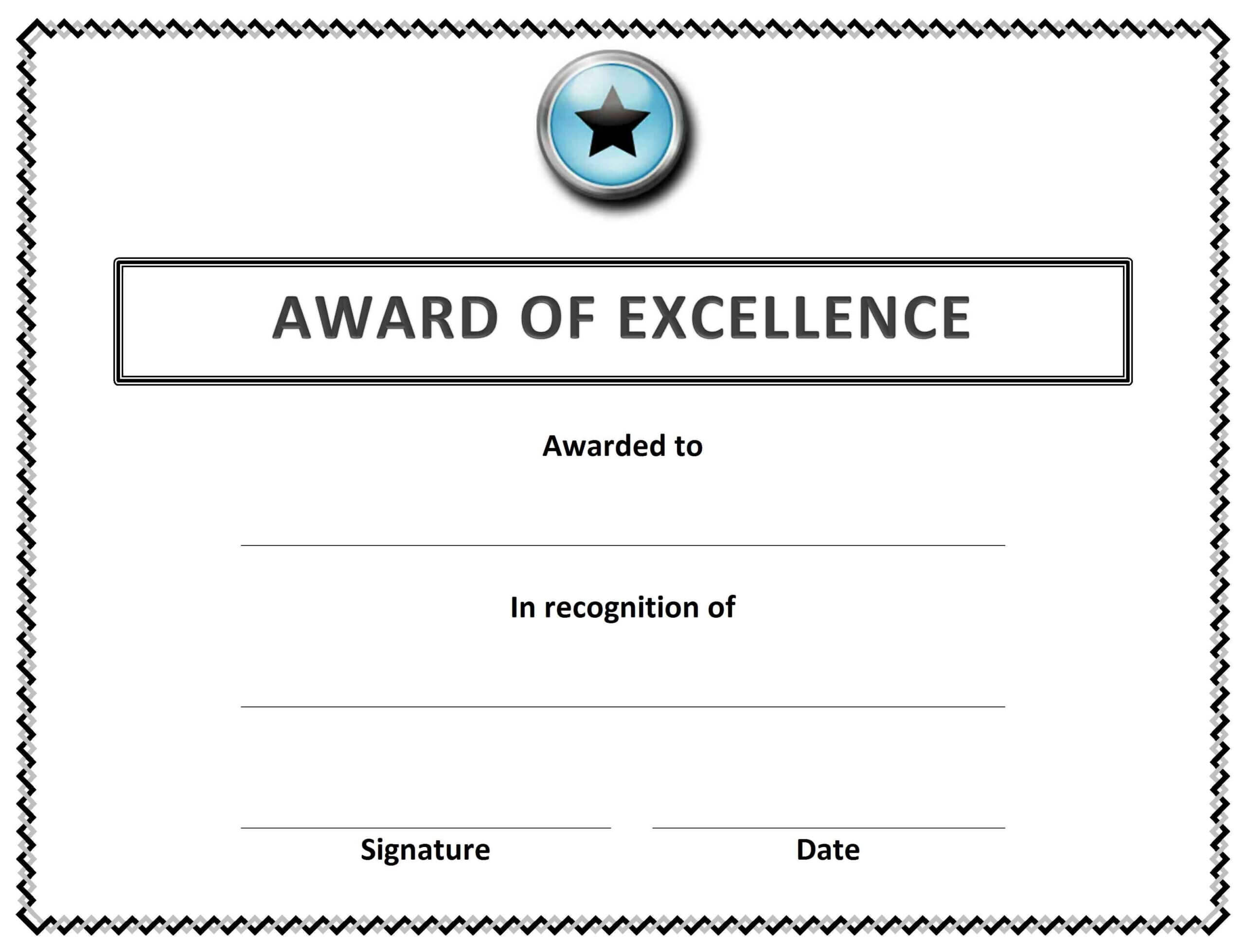 ? Free Sample Of Certificate Of Award Templates? In Free Printable Blank Award Certificate Templates