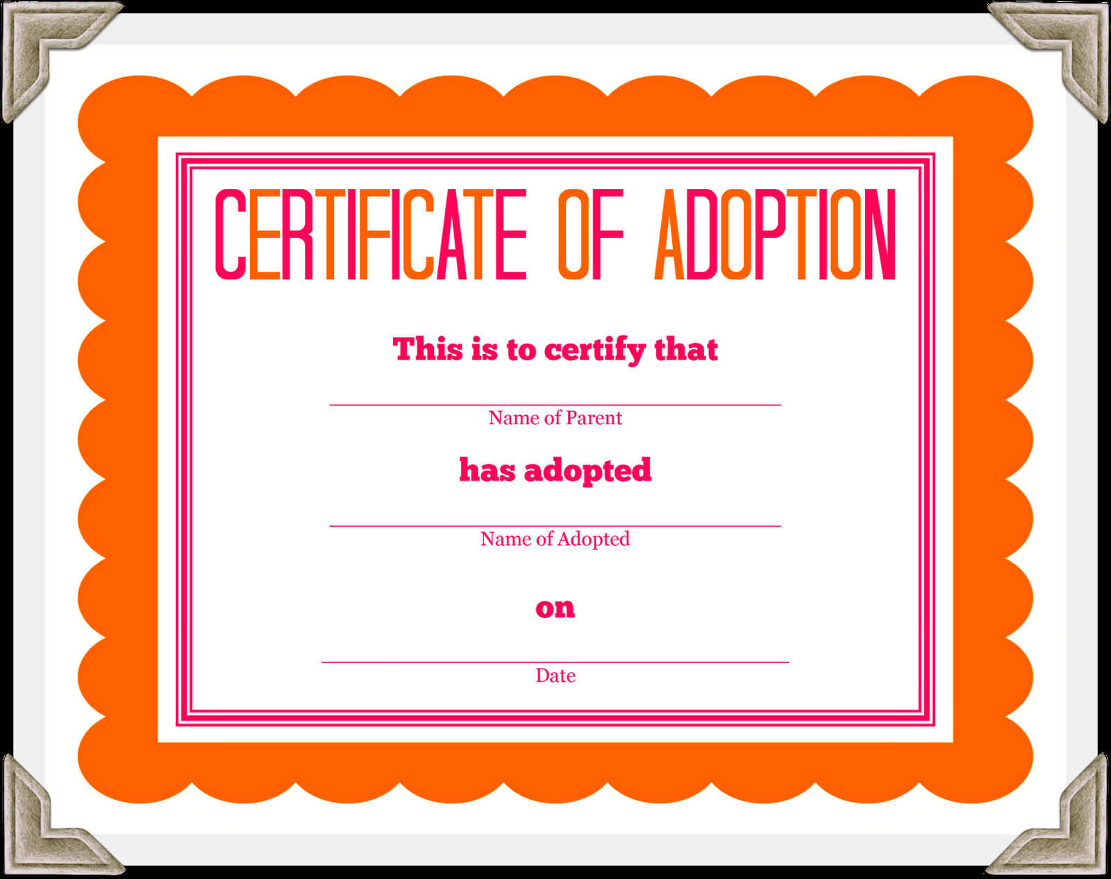 ?free Printable Sample Certificate Of Adoption Template? With Regard To Child Adoption Certificate Template