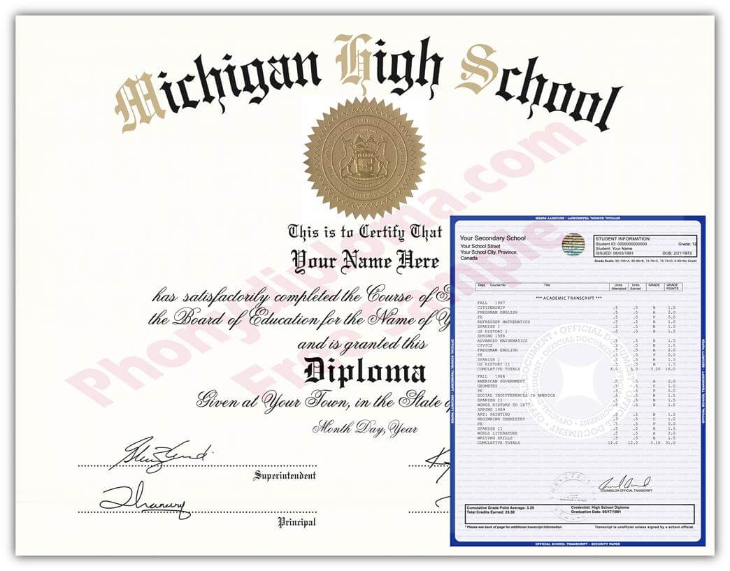 Fake Diplomas And Transcripts From Michigan – Phonydiploma In Ged Certificate Template