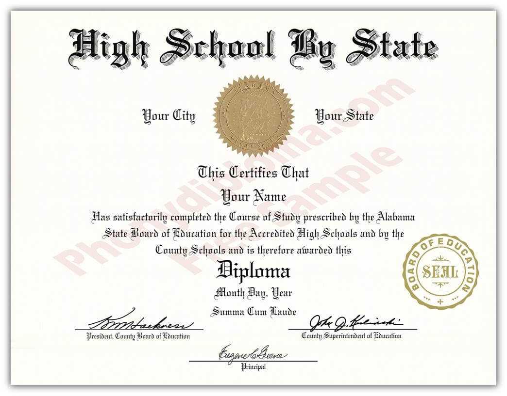 Fake High School State Design Diplomas – Select A State With Regard To Fake Diploma Certificate Template