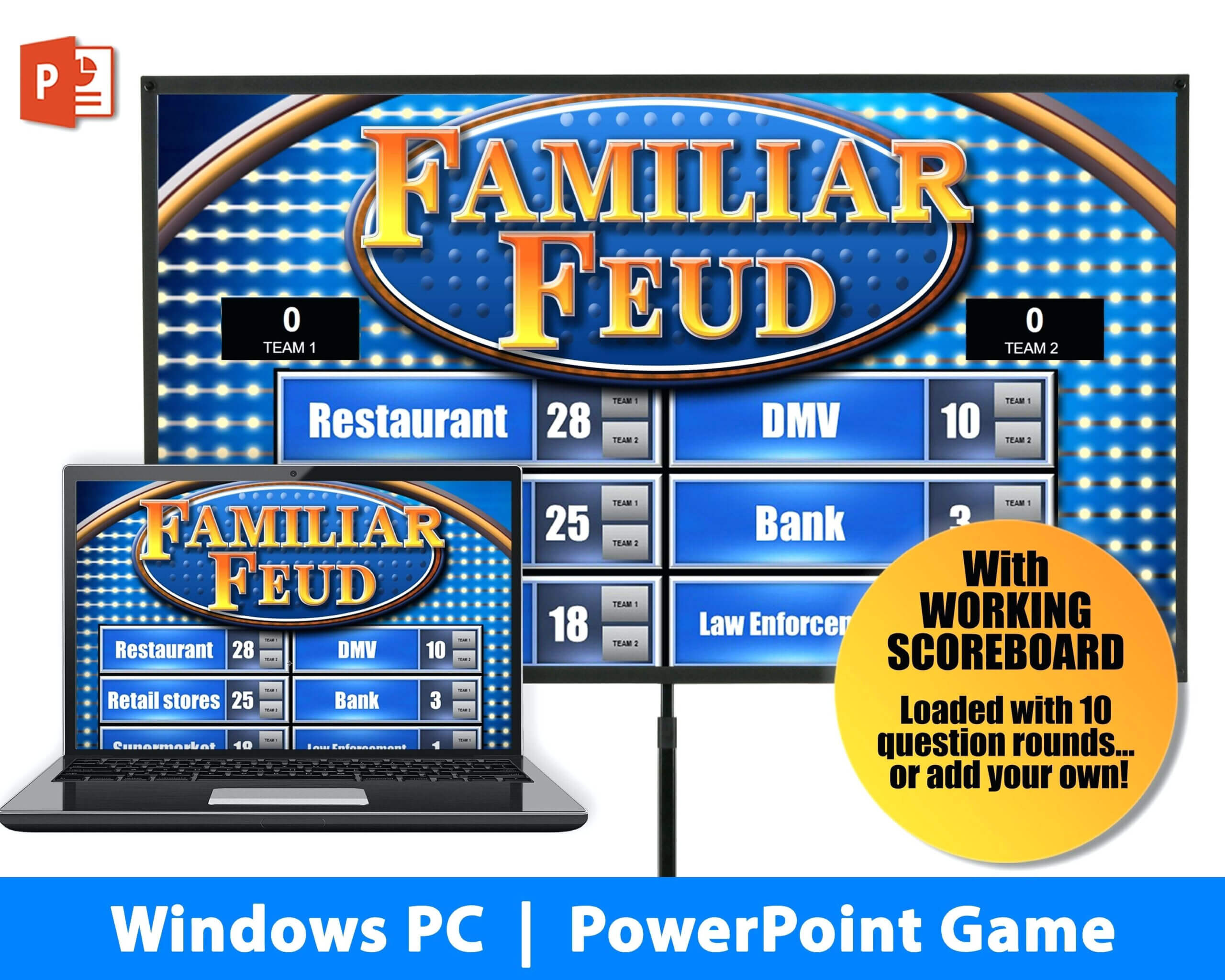 Family Feud Instant Download Party Game Windows Template With Regard To Family Feud Powerpoint Template Free Download