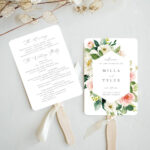 Fan Wedding Program Printable Template, Blush Floral And Greenery Order Of  Service For Boho Wedding, Milla Inside Michaels Place Card Template