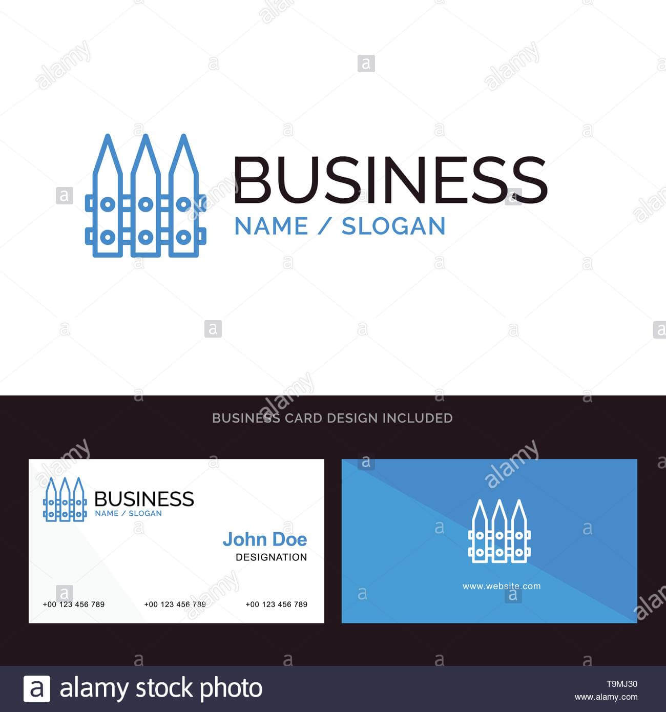 Fence, Garden, Gardening, Spring Blue Business Logo And Inside Gardening Business Cards Templates