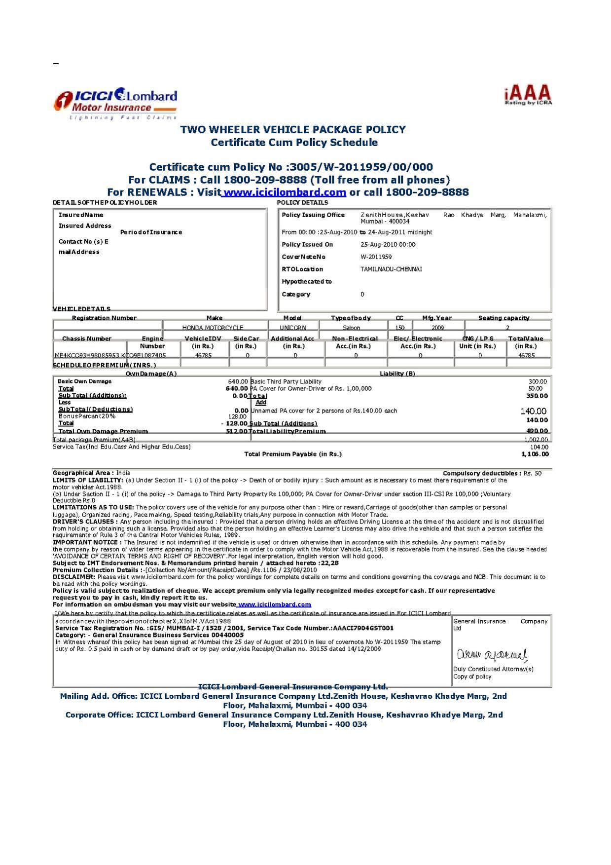 File:vehicle Insurance Certificate In India.pdf – Wikimedia For Auto Insurance Card Template Free Download