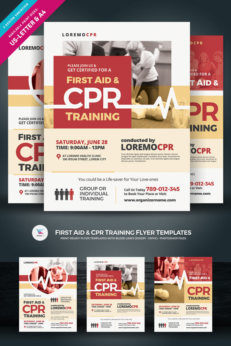 First Aid & Cpr Training Flyer Corporate Identity Template Regarding Cpr Card Template