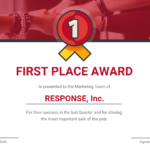 First Place Award Certificate Template Throughout Volunteer Award Certificate Template