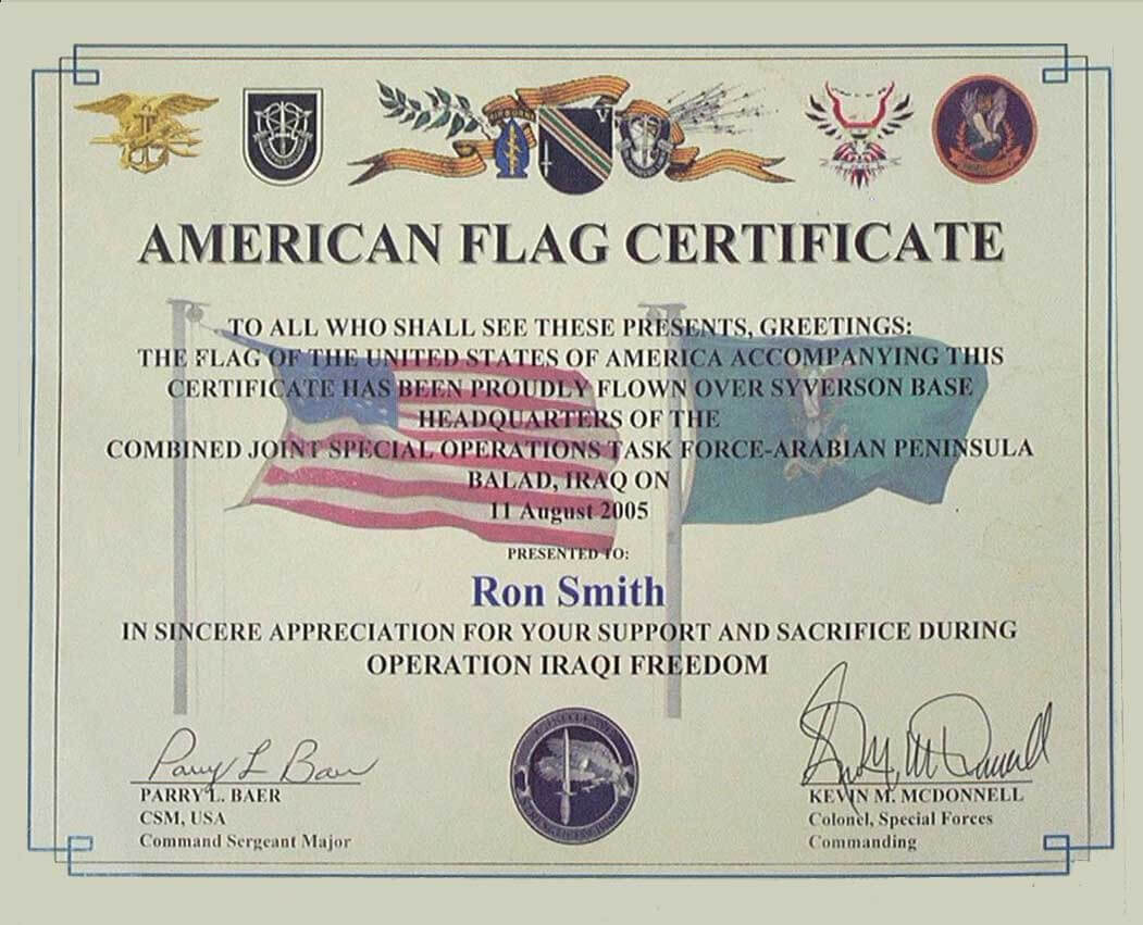 Flag Flown Certificate Template – Papele.alimentacionsegura With Regard To Officer Promotion Certificate Template